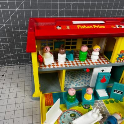Fisher Price School House with Children's and the Covid Masked Nurse 