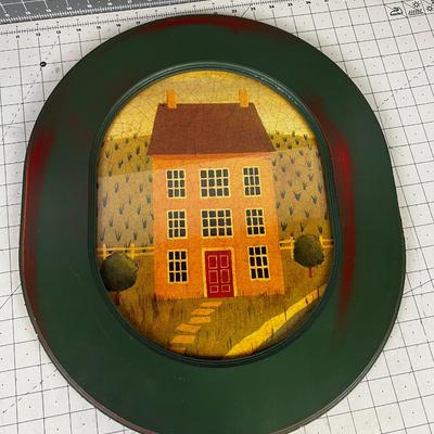 Green Oval FOLK art Picture