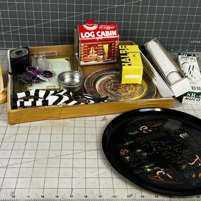 Decorative Items Log Cabin Tin, Statues of Composers, Zebra, misc. 