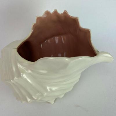 White Ceramic Shell Conch Planter or Bowl