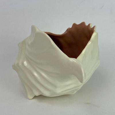 White Ceramic Shell Conch Planter or Bowl