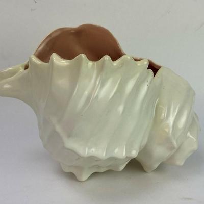 White Ceramic Shell Conch Planter or Bowl
