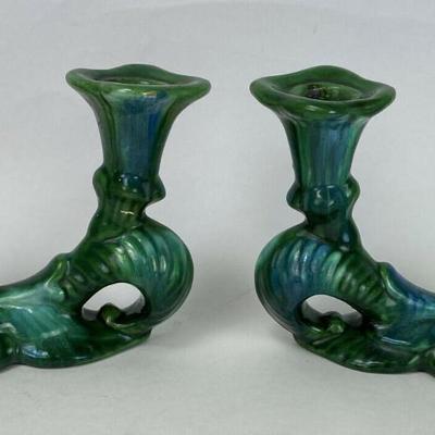 ROYAL HAEGER POTTERY CORNUCOPIA CANDLE HOLDER pair