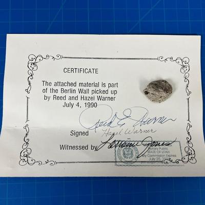 Signed and Notarized Piece of the BERLIN wall
