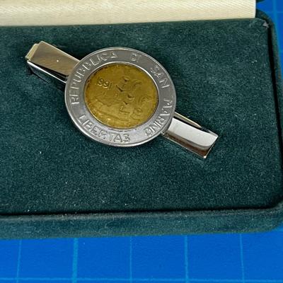 Republish of San Marino Coin Tie Clip 