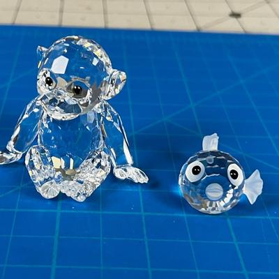 Darling Swarovski Crystal Fish & Monkey 