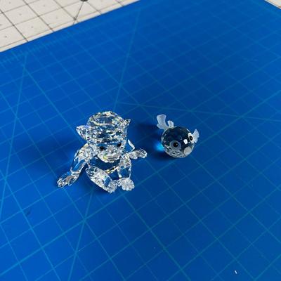 Darling Swarovski Crystal Fish & Monkey 