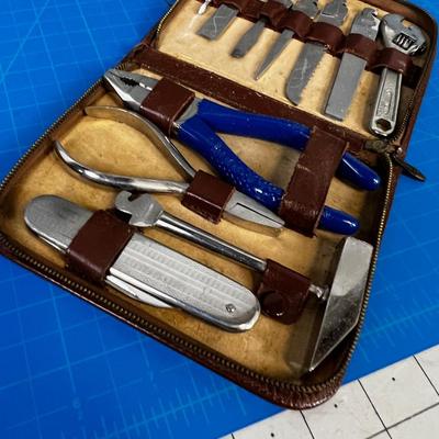 Vintage Leather cased TRAVEL TOOL KIT