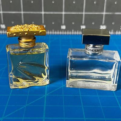 2 Miniature Perfume Bottles; Cristobel and Lauren Romance