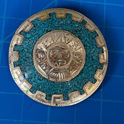 Silver Turquoise Aztec PIN 