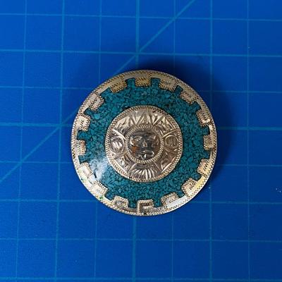 Silver Turquoise Aztec PIN 