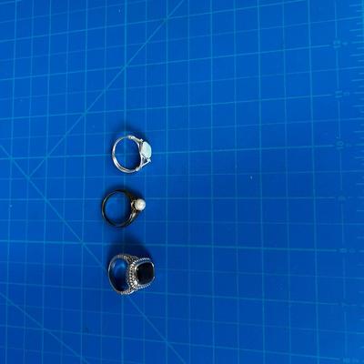 3 Silver Rings Not marked with Crystal or Stones