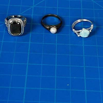 3 Silver Rings Not marked with Crystal or Stones