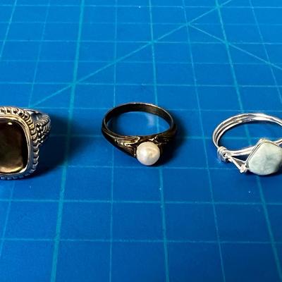 3 Silver Rings Not marked with Crystal or Stones
