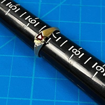 14 K Gold with Small Cut Ruby Triangle Gem Stone