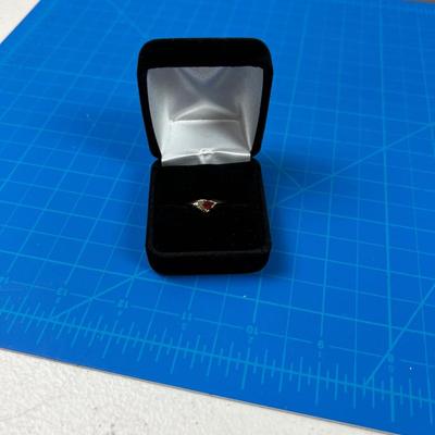 14 K Gold with Small Cut Ruby Triangle Gem Stone