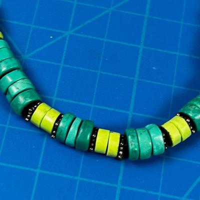 Turquoise and Green (? Prehnite, Green opal, Chrysoprase Not Sure) Bracelet COOL!!!!
