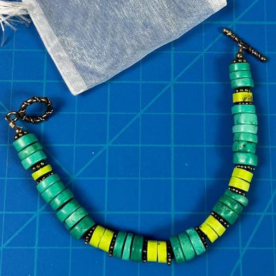 Turquoise and Green (? Prehnite, Green opal, Chrysoprase Not Sure) Bracelet COOL!!!!