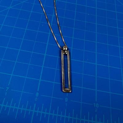 Sterling Silver Necklace with Rectangle modern Pendant