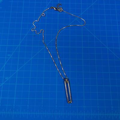 Sterling Silver Necklace with Rectangle modern Pendant