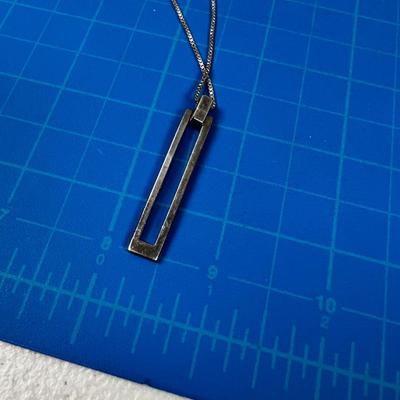 Sterling Silver Necklace with Rectangle modern Pendant