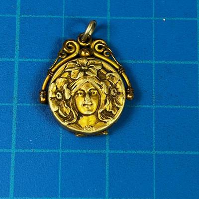 Antique Victorian Locket Hippie Wild Woman or Art Nouveau 