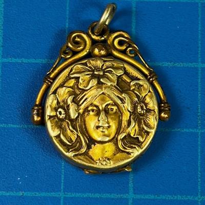 Antique Victorian Locket Hippie Wild Woman or Art Nouveau 
