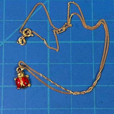10 K Gold Chain with Lady Bug Pendant
