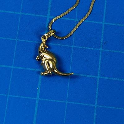 14 K Gold Chain with a 10 K Kangaroo Pendant 