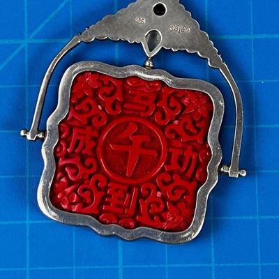 925 silver and Cinnabar Pendant by SAJEN 