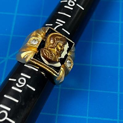 Gold Toned Ring Men's with a KNIGHT 
