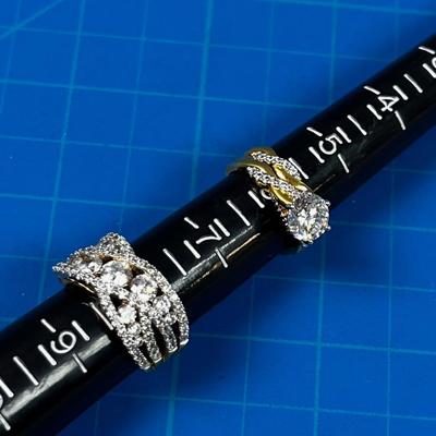 (3) Bejeweled GOLD Toned Rings Inscribed Special. 