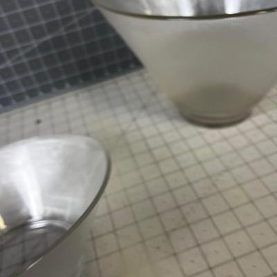 Mid Century Ribbed Glass Serving Bowls 
