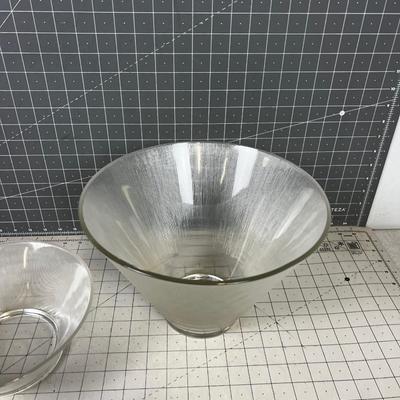 Mid Century Ribbed Glass Serving Bowls 