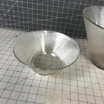 Mid Century Ribbed Glass Serving Bowls 