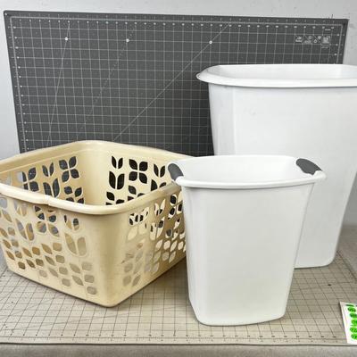Laundry Basket and Garbage Can 