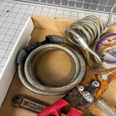 Tin Snips, Cable Lock, Wrench