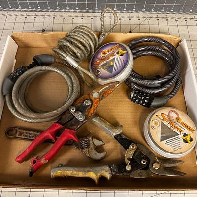 Tin Snips, Cable Lock, Wrench