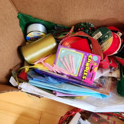 Massive Lot of Christmas Gift Bags, Ribbons, bows, WYSIWYG