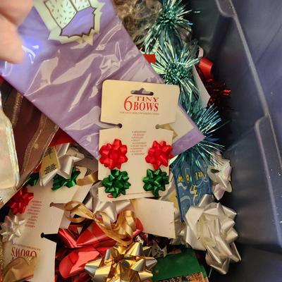 Massive Lot of Christmas Gift Bags, Ribbons, bows, WYSIWYG