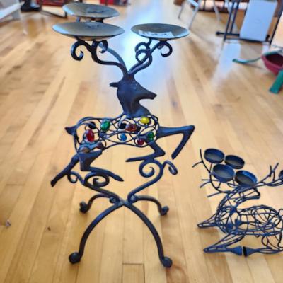 2 Metal Deer Candle Holders
