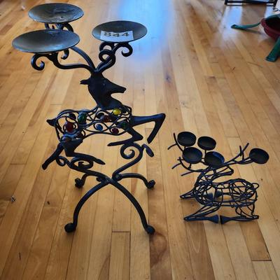 2 Metal Deer Candle Holders