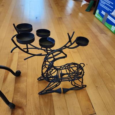 2 Metal Deer Candle Holders