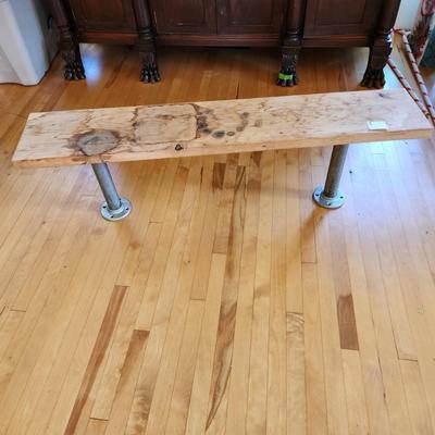 Small Wood and Metal Bench 48l x 15