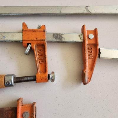 lot of 5 Jorgensen Wood Handle Bar Clamps woodworking