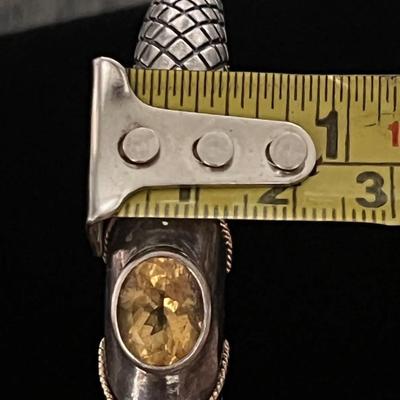 Citrine Stone Bangle Bracelet .925 with 14KT  Accents