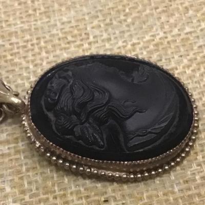 Vintage Black Cameo Necklace.