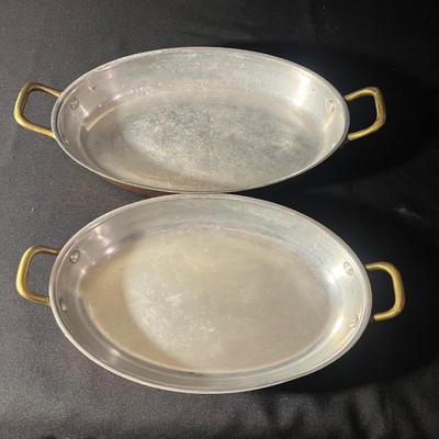 Two Copper Spanish Style Paella or Fish Pans (K-MG)