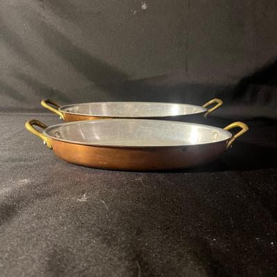 Two Copper Spanish Style Paella or Fish Pans (K-MG)