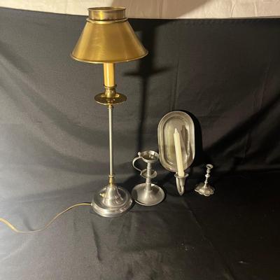 Pewter Candlesticks & Lamp (LR-MG)